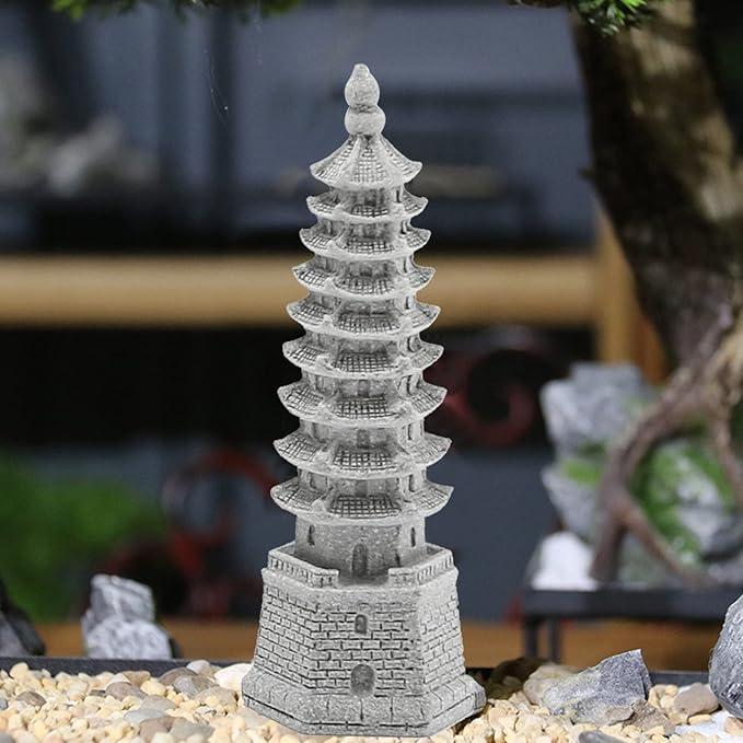 3PCS Mini Pagoda Sandstone Sculpture, Chinese Zen Pagoda Figurines for Garden, Office Home Desktop Decor