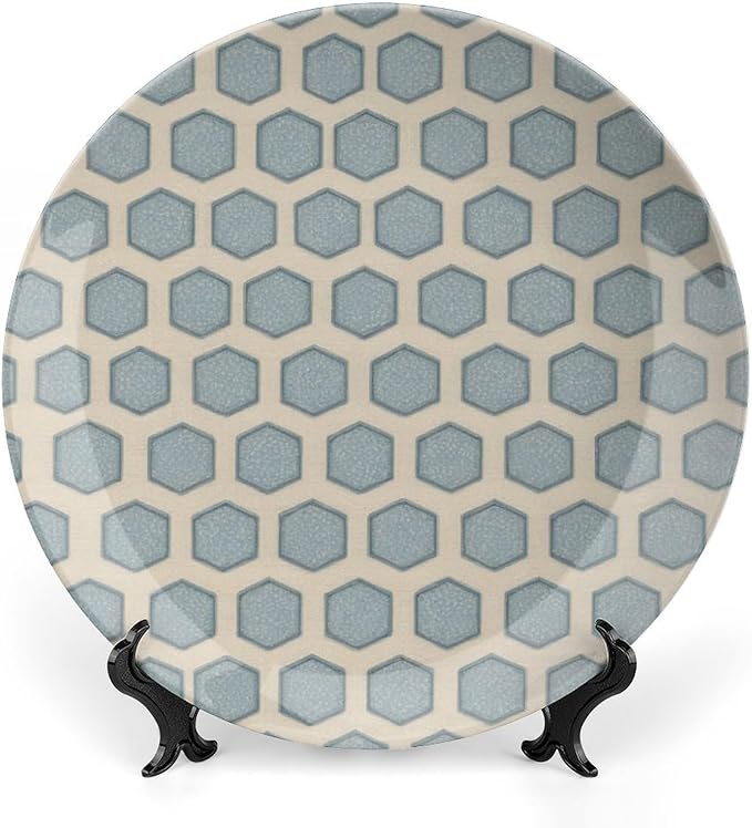 Sage Green Mid Century Geometric Plates Ceramic of 6", 7", 8", 10", Personalized Christmas Design Chinese Plates, Custom Gifts, Farmhouse Display Decorations Festival, with Vertical Stand