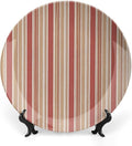 Red And White Classic Stripe Plates Ceramic Decor for Table Display Wedding Customize Birthday Idea Gifts Hand Painted Wall Hanging Decor with 1 Display Stand, Multi Sizes by Choosing