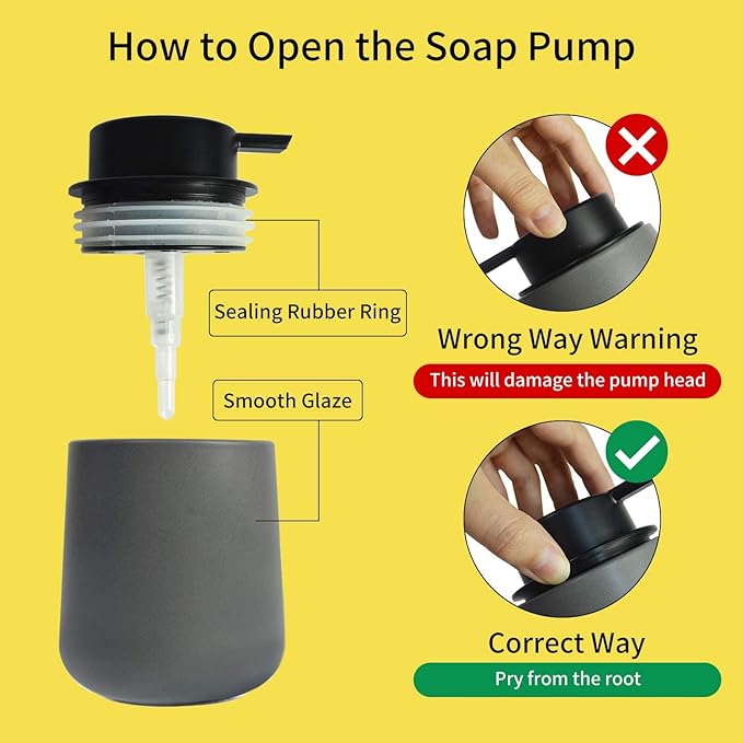 Hand Soap Dispenser Marble Dish Soap Dispenser Countertop Hand Lotion Pump Bottles Ceramic Lotion Container Refillable Liquid Hand Soap Jar Shower Dispenser for Bathroom Kitchen (Marble Matte White)