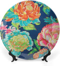 Navy Blue And Red Chinoiserie Peony Floral China Plates for Display Vintage Peony Flower Festival Household Supplies Display Home Holiday Party Decorations Customize Gifts for Men Women Christmas