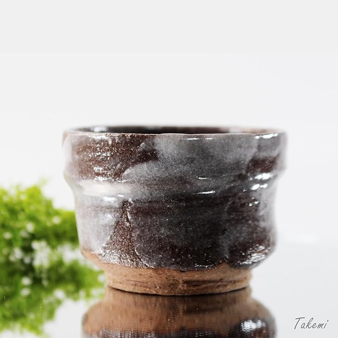 Japanese Sake Cup Set, Mino Ware Guinomi Ceramic Cups with Wooden Box, Traditional Pottery for Sake Tea, Handmade in Japan (Keizan Saku Sake Set (6cups), Cup Size (2.0–3.9 fl oz - 60–115 ml))