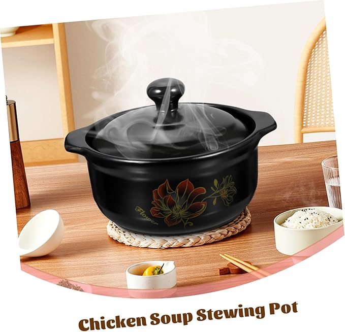 ABOOFAN Kitchen Ceramic Pot for Stewing High-temp Resistant Casserole for Home Cooking Ergonomic Design for Safe Handling for Soup and Rice Dishes Servings