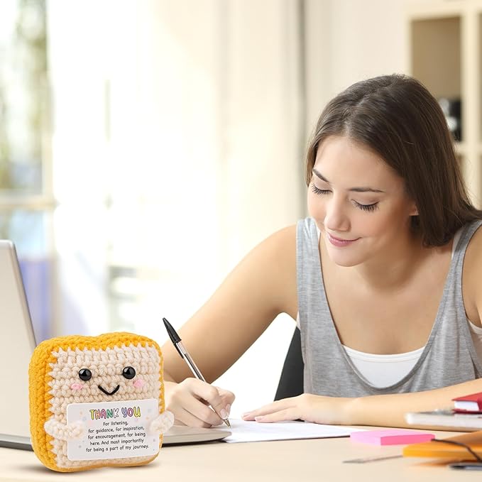 MAMAGIFTREE Unique Thank You Gifts for Women, Men - Handmade Crochet Toast with Heartfelt Appreciation Card - Inspirational Gift for Teacher, Mentor, Boss, Doctor, Coach - Farewell, End of Year Gifts