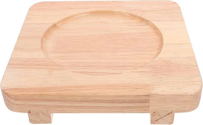 Wooden Casserole Mat 20x20cm 14cm Indented Groove Thickened Heat Insulation Trivet Pot Holder for Kitchen Tableware and Korean Stone Pot Cooking