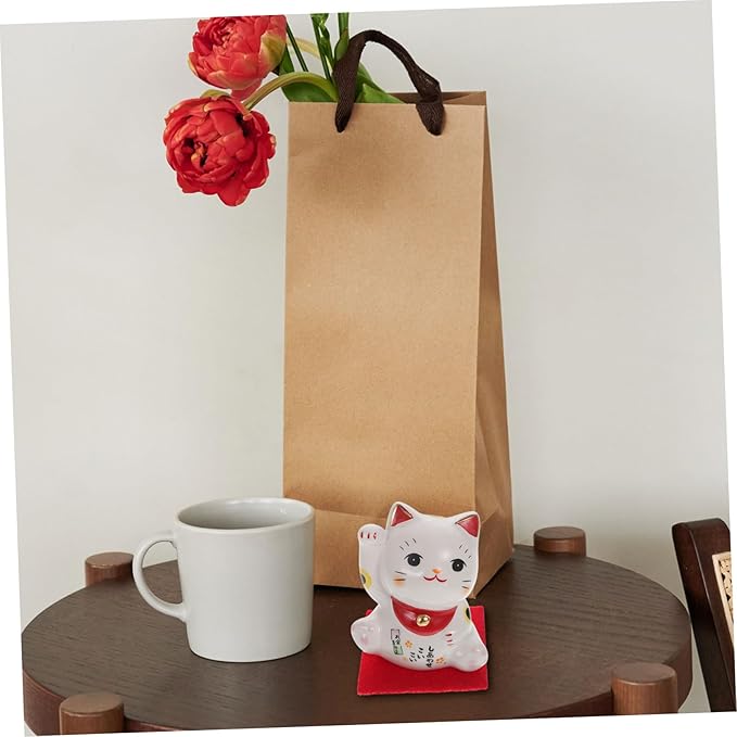 Alipis Lovely Japanese Style Fortune Cat Ornament for Desktop Decor Ceramic Sculpture with Creative Design Elegant Porcelain Figurine Home Office Feng Shui