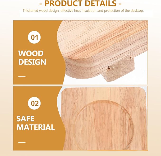 Wooden Casserole Mat 20x20cm 14cm Indented Groove Thickened Heat Insulation Trivet Pot Holder for Kitchen Tableware and Korean Stone Pot Cooking