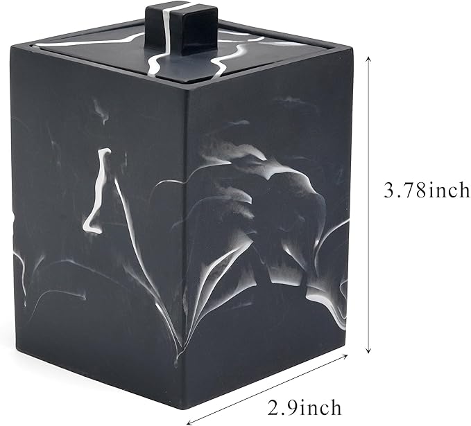 Cotton Swab Canister with Lid, Resin Bathroom Containers Canister Cotton Ball Organizer, for Jewelry Necklace Ring Earring Storage jar Gift Case (Matte Ink Black)