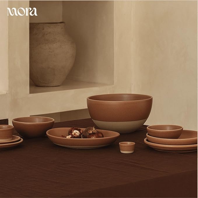 Mora Nano Ramekins Set of 4, 2oz Ceramic Pottery Sauce Cups - Microwave, Oven and Dishwasher Safe - Harvest