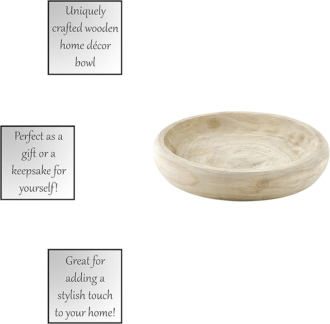 Santa Barbara Design Studio Wood Serving Bowl, Hand Carved Paulownia Wood Fruit Bowl/Decor, 11.5" Large, Natural