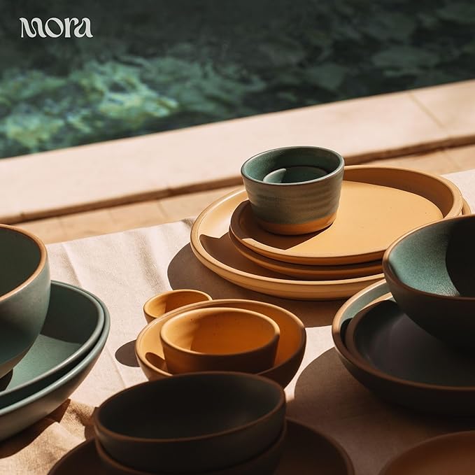 Mora Micro Ramekins Set of 4, 6oz Ceramic Pottery Baking Dishes - Microwave, Oven and Dishwasher Safe - Iris