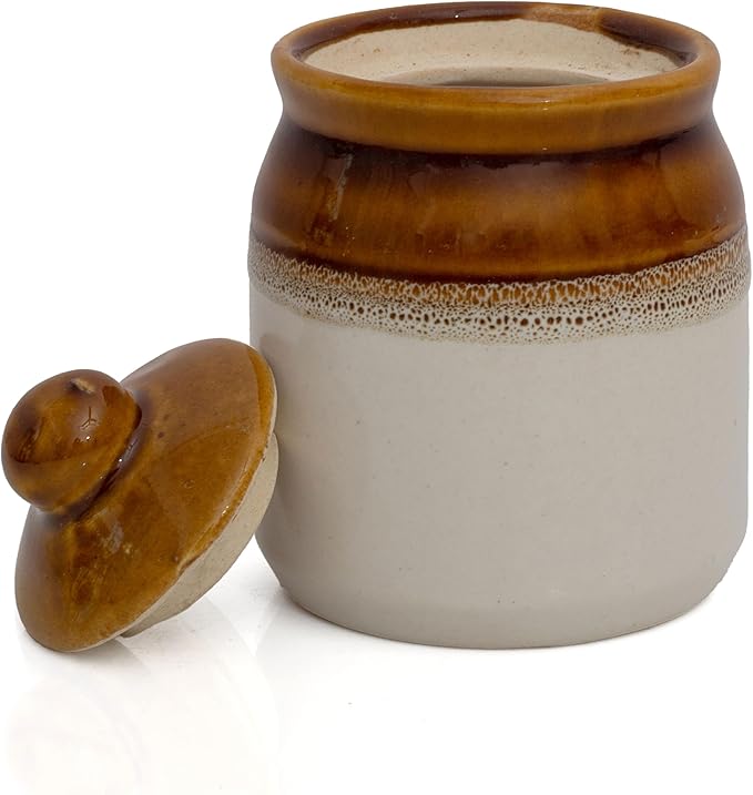 Decorative Ceramic Jar With Lid For Kitchen Pantry Countertop Home Dining Table Accessories Condiment Pickle Spice Coffee Tea Caddy Sugar Salt Herbs Food Storage Canister Holder Hand Painted