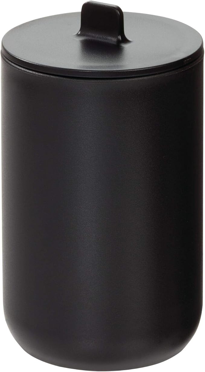 iDesign Cade Canister Bathroom Storage Jar with Lid for Bathroom, Vanity, Desk, Countertop, 3.14" x 3.14" x 5.09", Matte Black