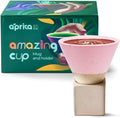 aprikalife Japanese Pottery Coffee Mug with Base 200ml - Ceramic Handmade Triangle Cone Funnel Shaped Retro Tea Cup - Dishwasher & Microwave Safe Coffee Cup for Tea, Cocoa, Espresso & Latte
