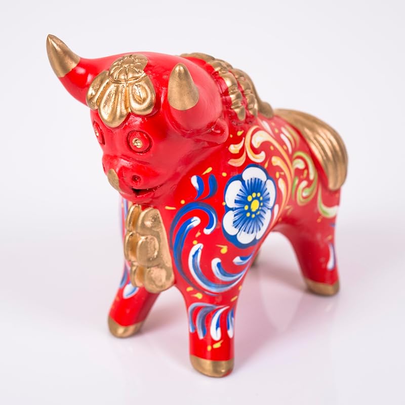 Peruvian Red Ceramic Pucara Bull 4.7" Tall, Folk art ceramic, Bull of Pucara Figurine, Peruvian Sculpture Bull, pottery sculpture from Peru