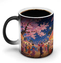Asian Cherry Blossom Mug Heat Sensitive Color Changing Cups 11 Oz Ceramic Discoloration Mugs Funny Camper Mugs Creative Magic Mug Modern Coffee Cup Novelty Water Cup for Men Women