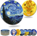 Coasters for Drinks Ceramic Van Gogh Art Coasters Set - Use 6 Famous Van Gogh Paintings, Unique Housewarming Gifts for New Home Decorative by WOWDING