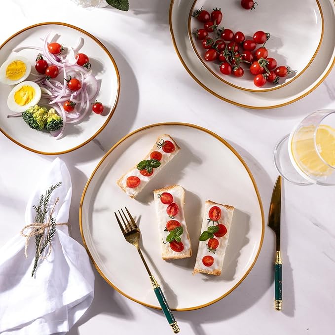 AmorArc Ceramic Dinnerware Sets,Handmade Reactive Glaze Stoneware Plates and Bowls Sets,Highly Scratch Resistant | Dishwasher & Microwave Safe Dishes Set,Service for 4 (12pc)