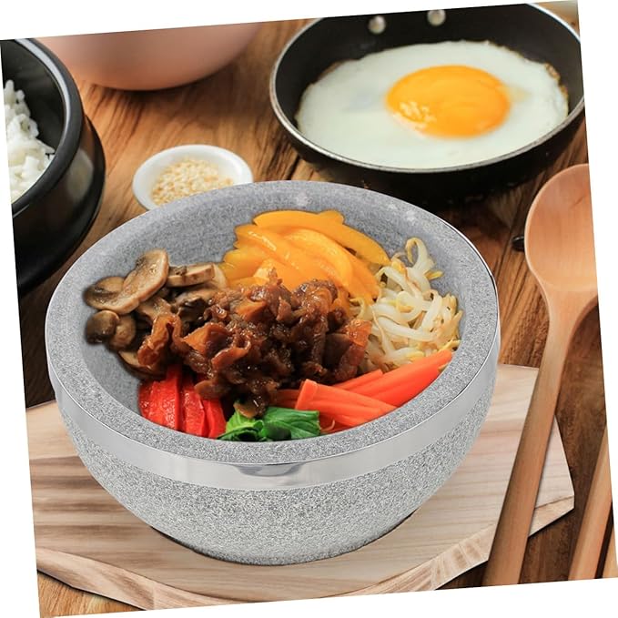 Unomor Korean Stone Pot for Bibimbap Cooking Pot Natural Stone Bowl for Stew and Soup Dolsot Design for Household Use Elegant and Functional Cookware
