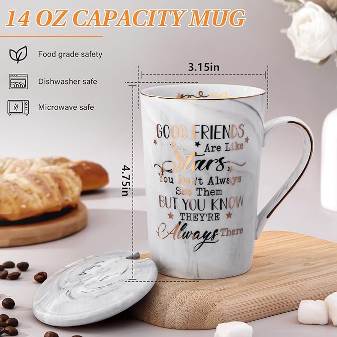 Biching Best Friend Birthday Gifts for Women - Friendship Gifts for Women - Perfect Birthday Present Ideas for Her, Female BFF, Sister - Ceramic Marble Coffee Mug 14 Oz Grey