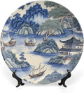 Asian Scenic in Blue And Kelly Green Chinoiserie Vintage Plates for Display Festival Household Supplies Home Display Holiday Party Decorations Customize Gifts for Men Women Halloween, 6", 7", 9", 10"