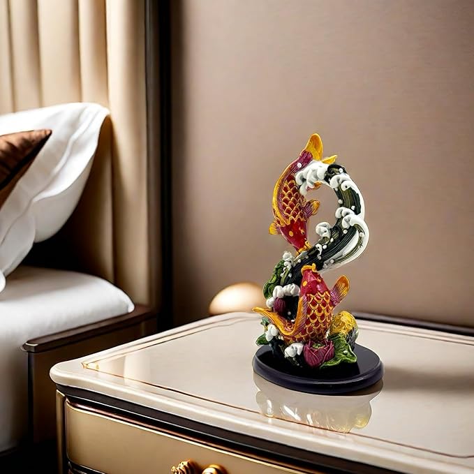 Chinese Feng Shui Fish Statue Sculpture Frgurine Good Lucky Gift for FengShui Lover Desktop Display Decorative Decoration