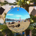 California San Francisco Baker Beach USA America Christmas Ornaments for Tree Ceramic Pendant Double Sided Ornament Decor Xmas Gifts Porcelain Hanging Travel Souvenirs Birthday Gift for Family Son