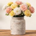 Ceramic Flower Vase 6.5 inch Farmhouse Rustic Vase for Home Decor Handcrafted Pottery Vase Small Terracotta Vases for Dining Table Decor Fireplace Living Room Bathroom Wedding Centerpiece(M-Terra)