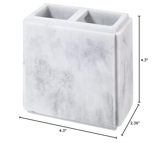 Avanti Linens - Toothbrush Holder, Resin Countertop Decor, Marble Inspired Bathroom Accessories (Catania Collection)