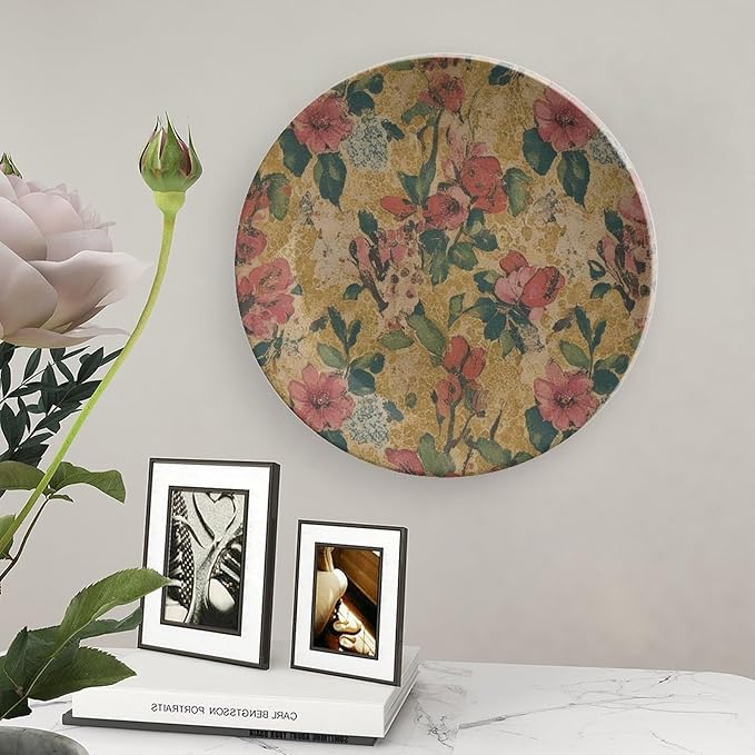 Spain Exotic Thibaut Floral Vintage Plates of 6", 7", 8", 10", Customize Christmas Ceramic Ornaments Dessert Plates Gifts Wedding Housewarming Gifts Office, Including Bracket And Special Hook
