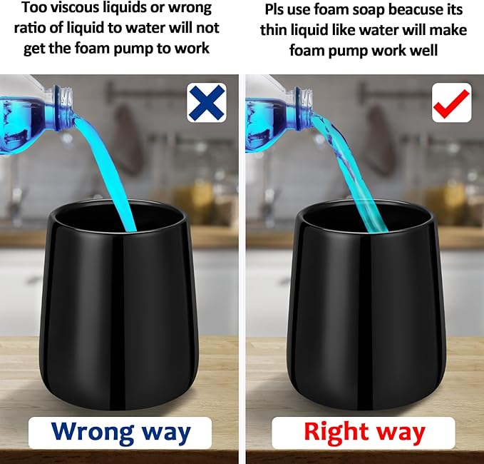 Soap Foaming Dispenser Ceramic with Easy-to-Press Pump Hand Foam Dispenser for Shampoo Bathroom Kitchen 12 oz