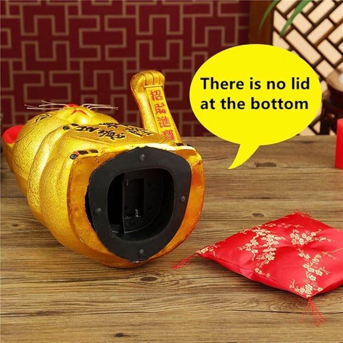 Luck Cat-Waving Arm Cat 7 Inches Gold Business is Booming Lucky Cat Opening Gifts,Chinese Feng Shui Deoration Cat for Home Office for Home Office