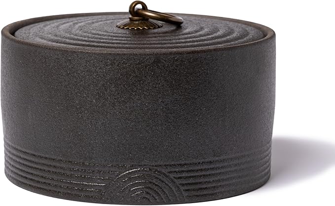 Ceramic Canister,16.9 Oz /500ml Food Storage Jar for Tea,Coffee Beans,Herb,Candy,Spices,Nuts (Stone Black)