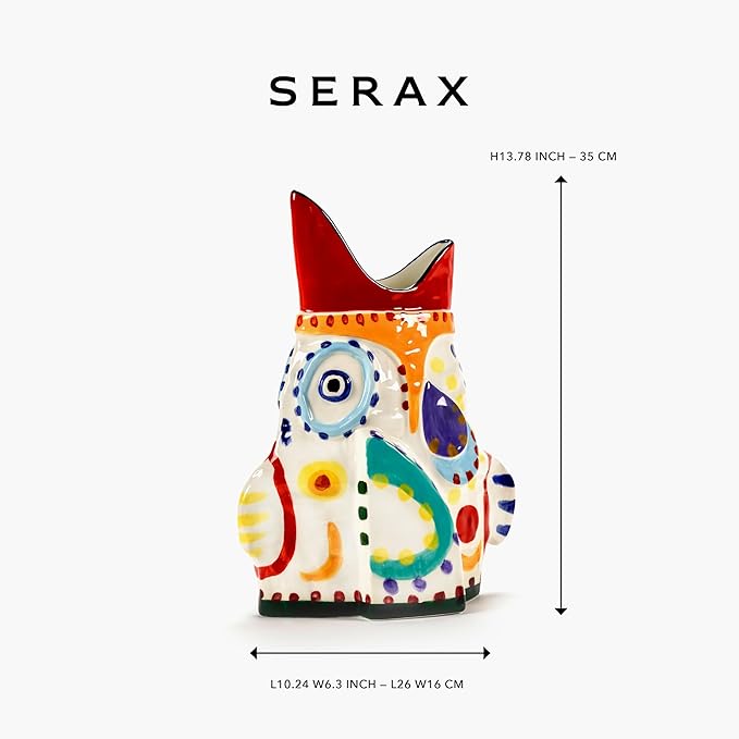 Serax Flower Vase | Sicily by Ottolenghi | Colorful Fish Stoneware Home Decor Living Room for Coffee Table, Kitchen Decorations | Modern Entryway Table Decor | Unique Centerpiece Vases