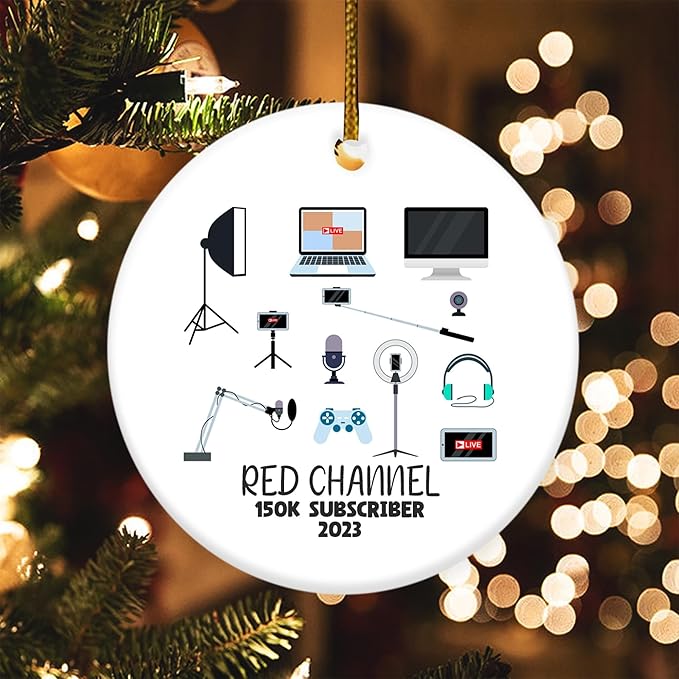 Personalized Social Media Ornament, Influencer Video Creator Christmas Ornament Friends Followers Vlog Vlogger Blogger