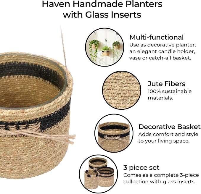 Haven Set/3 Black Hanging Planter - Tea Light Candle Holder