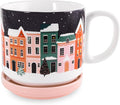 Steel Mill & Co Book Lovers Mug with Coaster/Lid, Cute Coffee/Tea Ceramic Mug with Handle for Book Club, Reading Themed Coffee Cup, Holiday Village