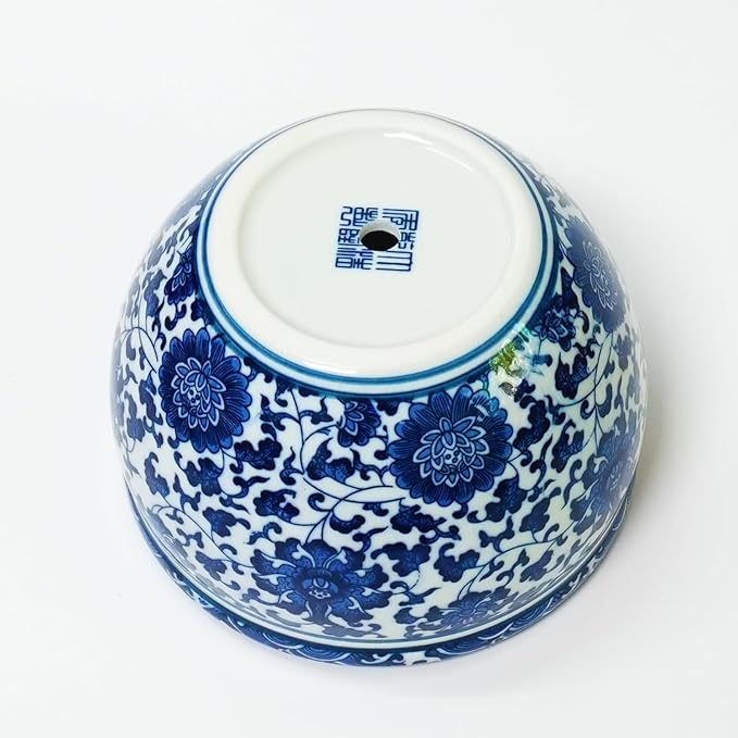 Blue and White Chinoiserie Planter, Blue and White Flower Pot for Indoor Plants, Oriental Pots for Plants, Oriental Porcelain Chinoiserie Pot, Ceramic Asian Planter