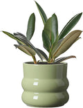 6 Inch Plant Pot,Ceramic Planter Pot with Drainage Hole,Indoor Planters for Herbs Plants,Ceramic Flower Pots for Indoor/Outdoor Plants,Home Office Garden Décor,Green