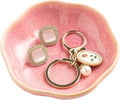 Ceramic Ring Dish Flower Jewelry Holder Dish Cute Jewelry Dish Tray Trinket Dish Small Decorative Tray Key Bowl Room Decor Aesthetic for Mom Best Friend Sister (pink)