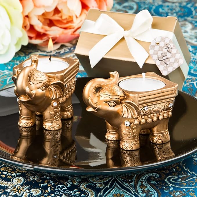 Elegant Gold Elephant Candle - Unique Decorative Piece for Home Decor, Weddings, and Special Occasions