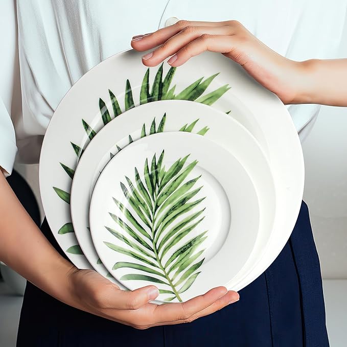 IQCWOOD 6.5 Inch Porcelain Plate, White Dessert Plates Set of 6, Ceramic Salad Appetizer Plate for Christmas party and Dinner