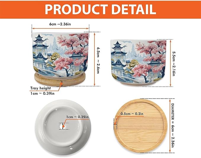 Blue Asia Tiered Tower Coral Pink Flower Ceramics Plant Pot Set of 1 Chinoiserie Garden Scenery Cactus Planter for Indoor with Drainage Chinoiserie Style Small Plant Pot Ceramic