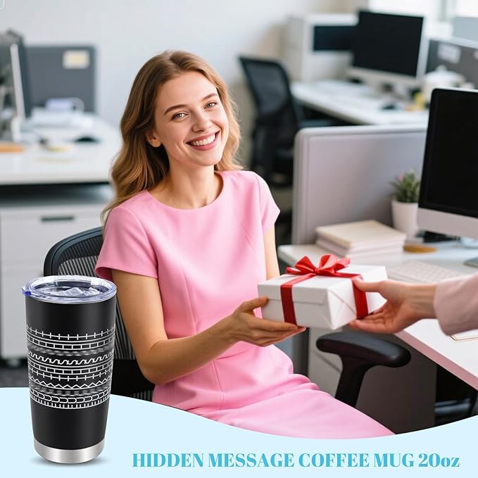 Hidden Message Coffee Mug 20oz, Gift for Work Bestie, Funny Coffee Mug, Modern Coffee Lover Gift for Friends, Family, Coworkers (Black)