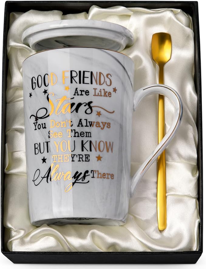 Biching Best Friend Birthday Gifts for Women - Friendship Gifts for Women - Perfect Birthday Present Ideas for Her, Female BFF, Sister - Ceramic Marble Coffee Mug 14 Oz Grey