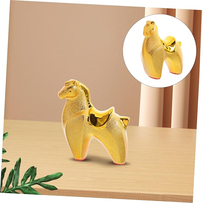 BESPORTBLE Year of Horse Ceramic Sculpture with Stable Base Decorative Animal Figurine for Home Office Desk Intricate Handmade Horse Statue for Prosperity and Refined Home Decor