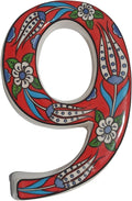 Large Ceramic Housewarming Sign Ceramic Address Plaque House Numbers Sign Door Personalized Coloured Decorative Hand Decoratede Housewarming Gifts Tulip Design 12 * 9 cm (Red, 9)