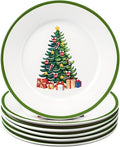 Honeydak 6 Pcs 6 Inch Christmas Plates Ceramic Xmas Tree Decorations Porcelain Plate Green Appetizer Salad Dessert Dinner Dishes for Holiday Party Tableware Supplies Table Decoration