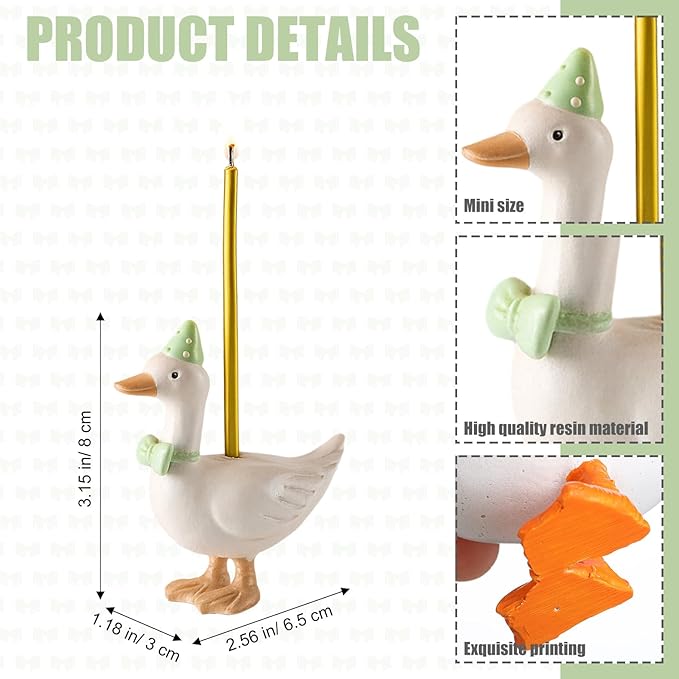 Mumufy Silly Goose Cake Candle Holders with Birthday Candle One Birthday Party Supplies Mini Cute Cake Topper Stand Candlestick for Kids Baby Shower Party Celebration, 3.15 Inch(Goose,Green)
