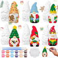 Eersida 6 Sets Gnome Ceramics to Paint Pumpkin Ready to Paint Your Own Ceramic Gnome Statues DIY Unpainted Ceramics Paintable Figurines Kit Crafts with Brush Palette(Christmas)
